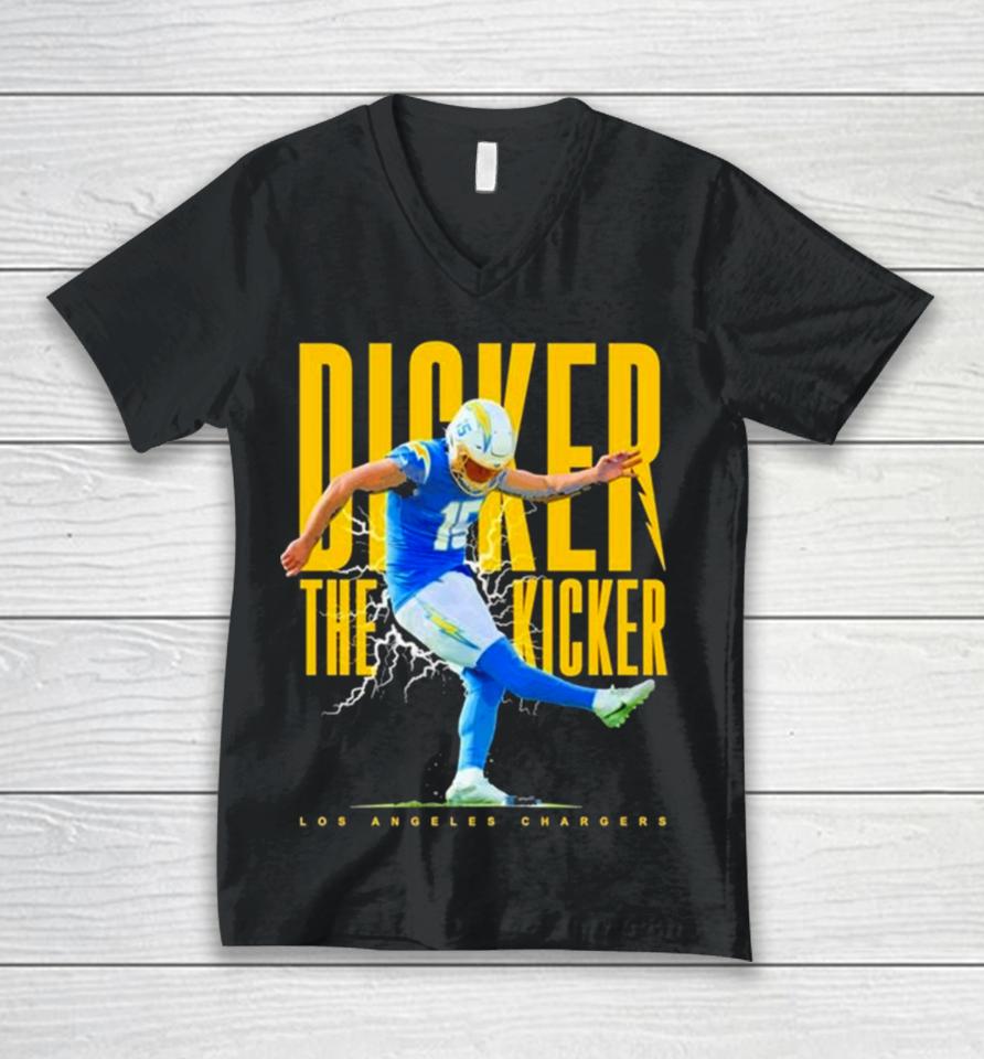 Cameron Dicker Los Angeles Chargers Lightning Unisex V-Neck T-Shirt