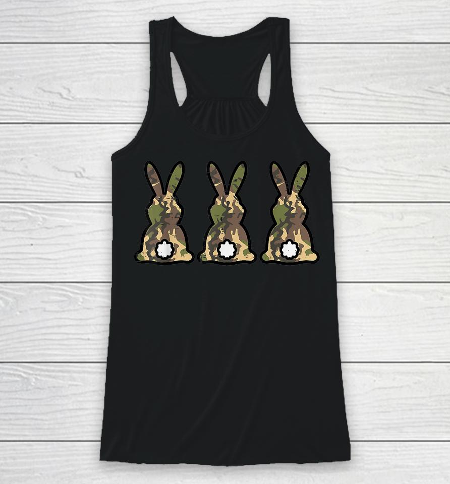 Camo Bunnies Cute Easter Day Rabbit Bunny Racerback Tank