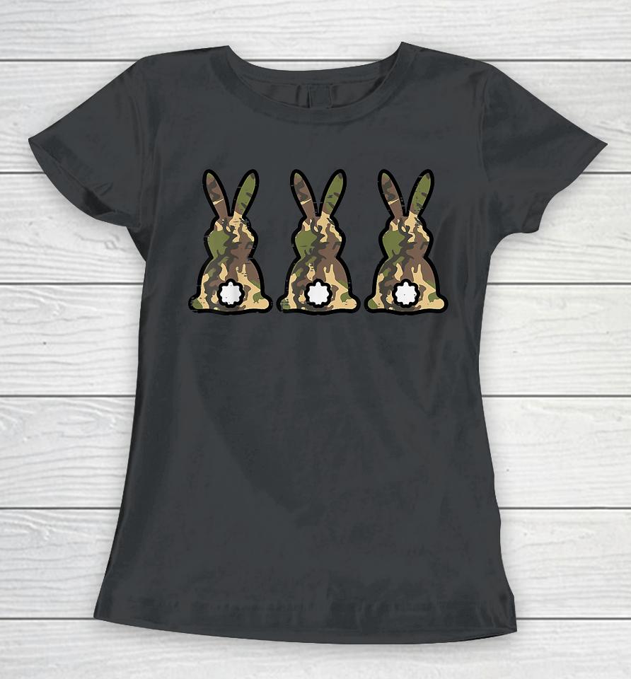 Camo Bunnies Cute Easter Day Rabbit Bunny Women T-Shirt