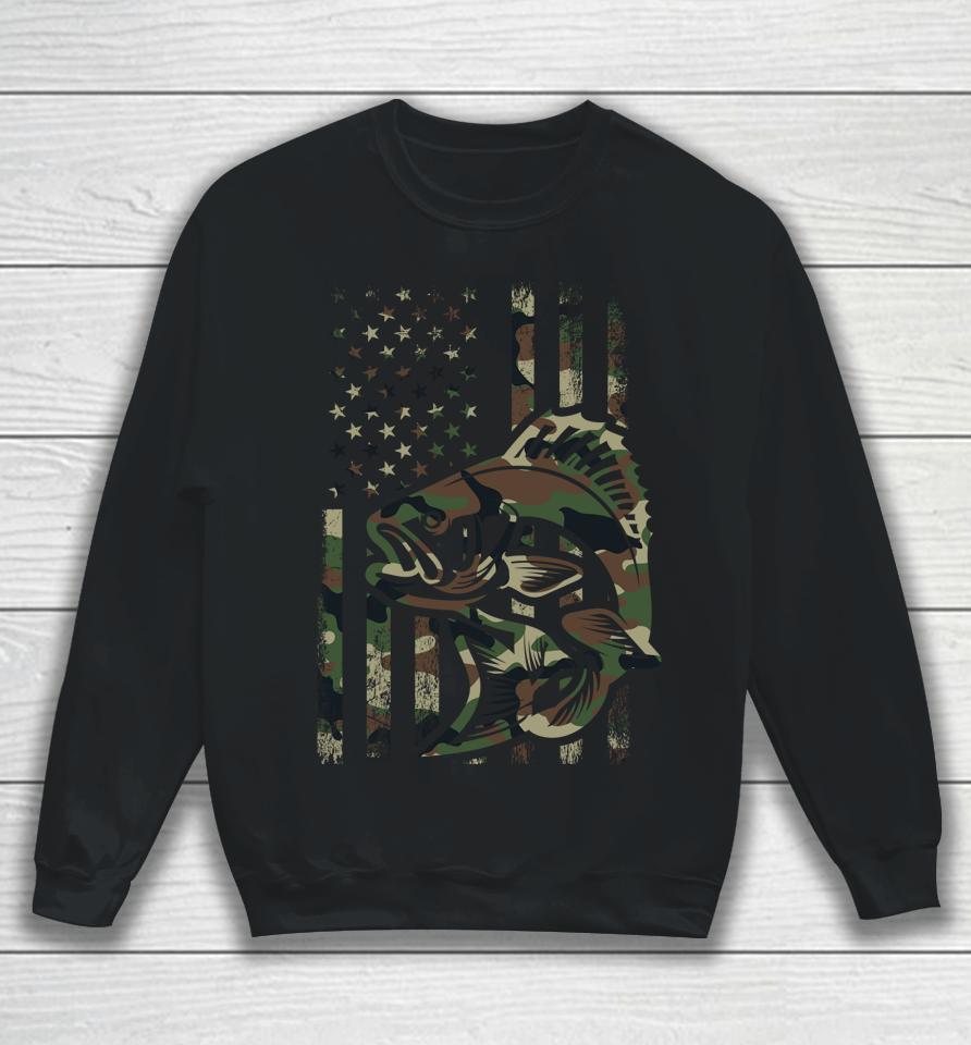 Camo Fishing Shirt American Flag Bass Fishing Sweatshirt