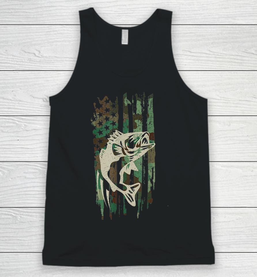 Camouflage American Flag Bass Fishing Unisex Tank Top