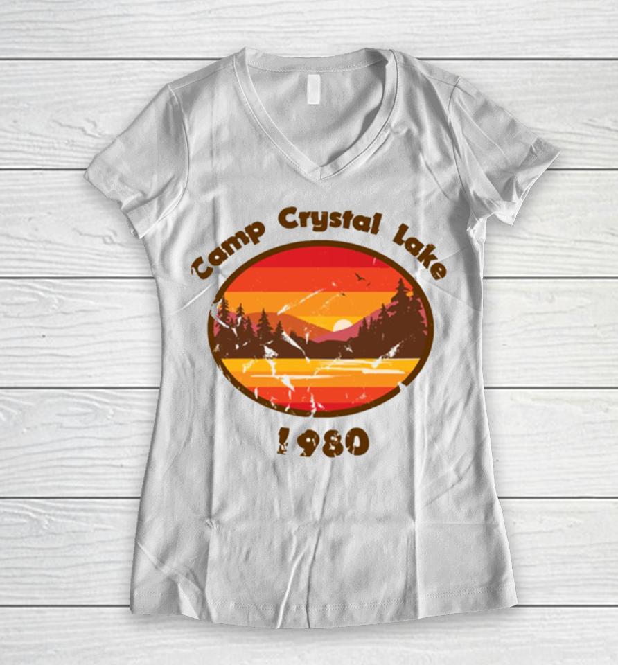 Camp Crystal Lake Friday 13Th Vintage Movie Women V-Neck T-Shirt
