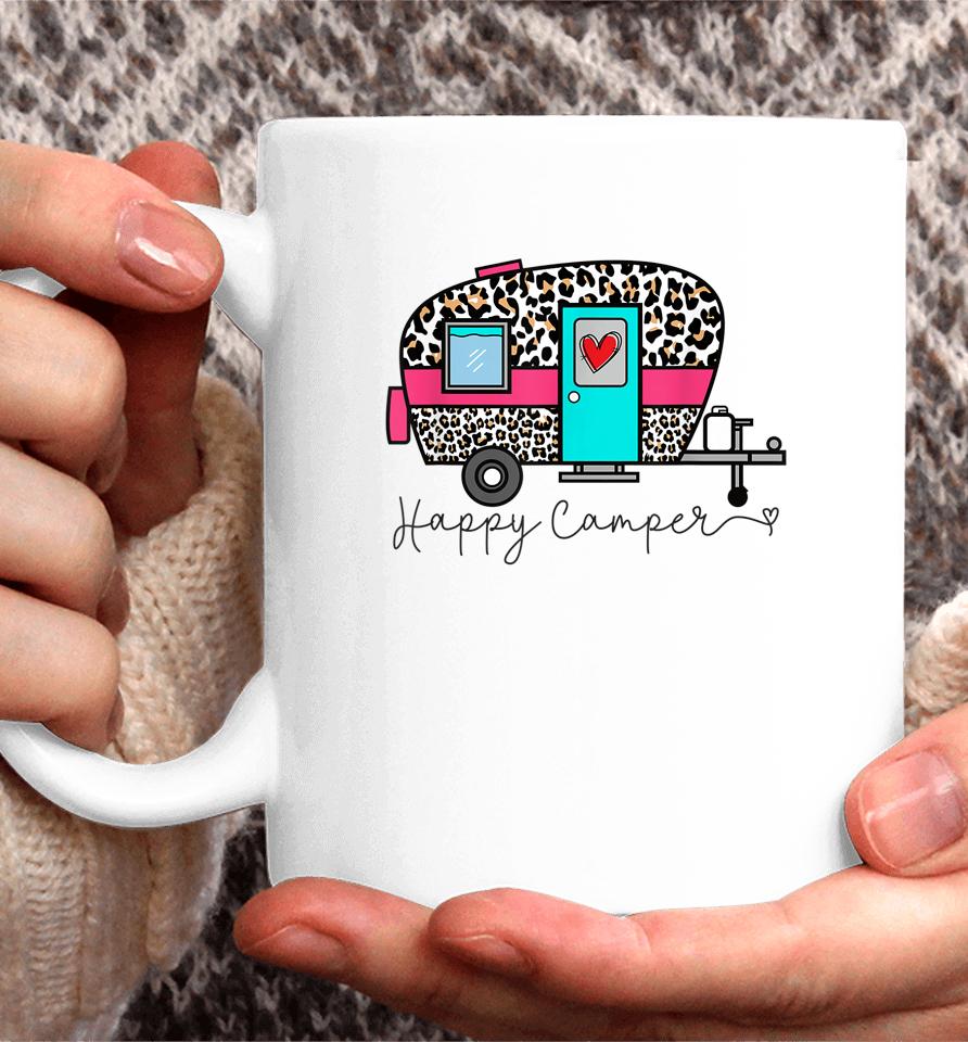 Camper Happy Summer Camp Camping Leopard Funny Glamping Coffee Mug