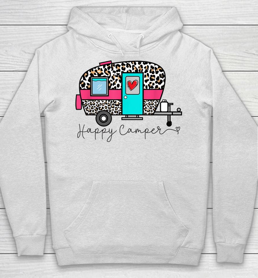 Camper Happy Summer Camp Camping Leopard Funny Glamping Hoodie