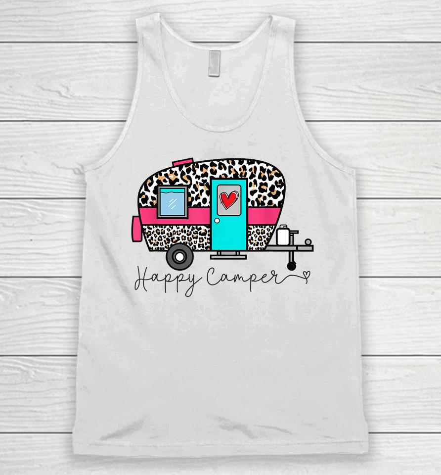Camper Happy Summer Camp Camping Leopard Funny Glamping Unisex Tank Top