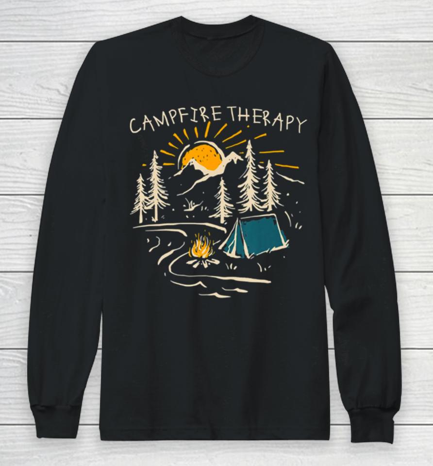 Campfire Therapy Camping Nature Adventure Outdoor Long Sleeve T-Shirt
