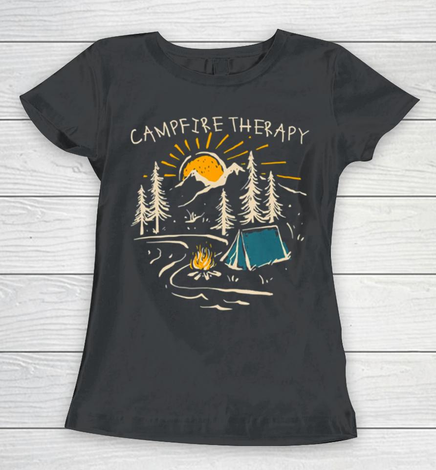 Campfire Therapy Camping Nature Adventure Outdoor Women T-Shirt