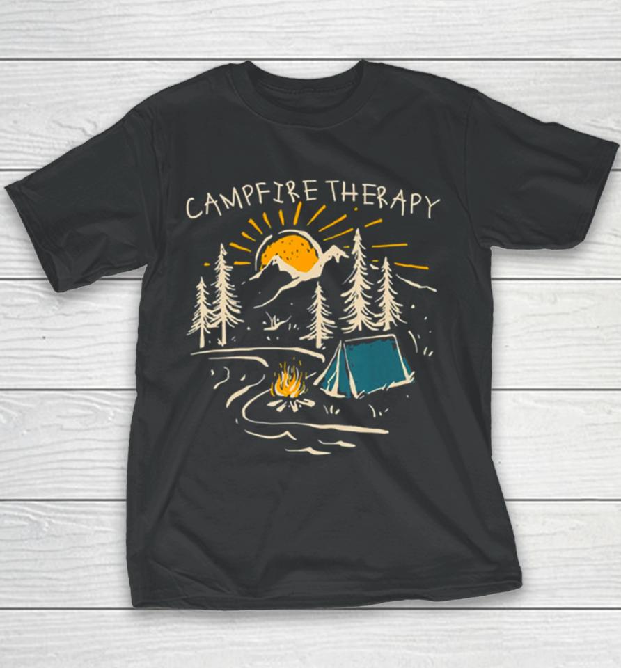 Campfire Therapy Camping Nature Adventure Outdoor Youth T-Shirt