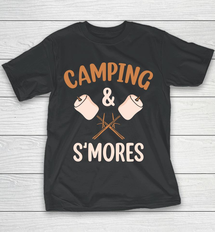 Camping And S'mores Campfire Outdoor Marshmallow Bonfire Youth T-Shirt