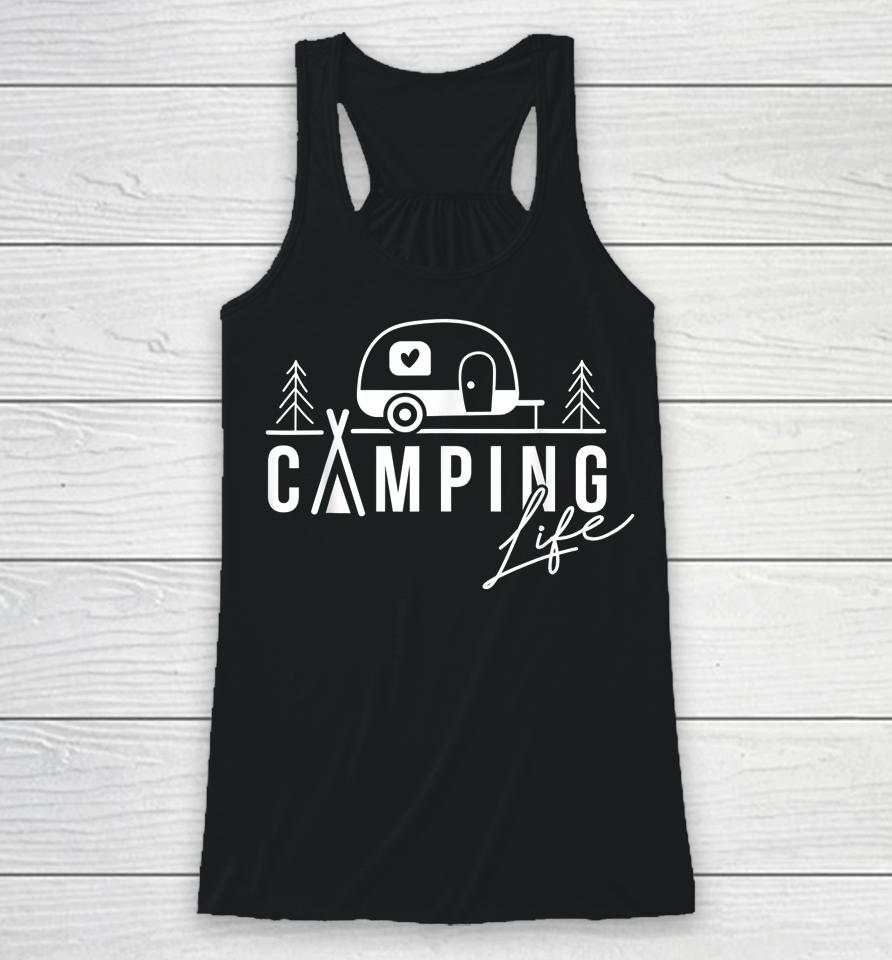 Camping Life Happy Camper Design Racerback Tank