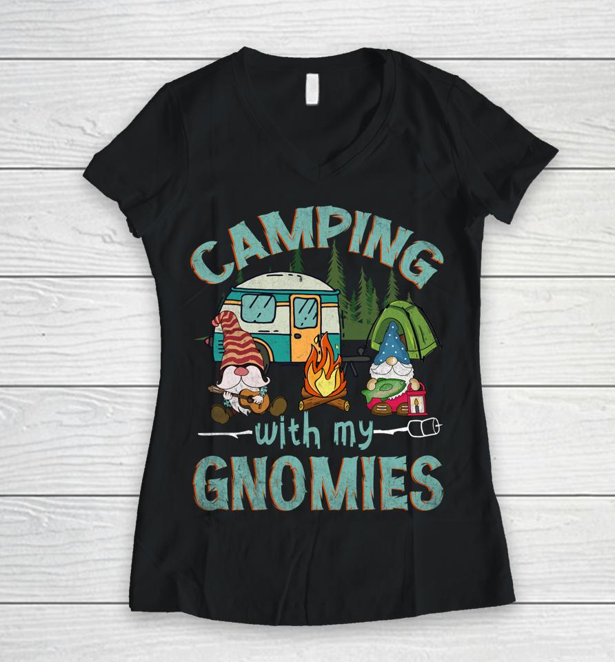 Camping With My Gnomies Women V-Neck T-Shirt