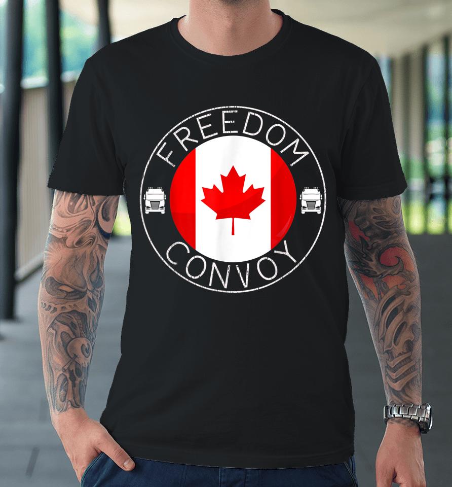 Canada Flag Freedom Convoy 2022 Canadian Trucker Maple Leaf Premium T-Shirt