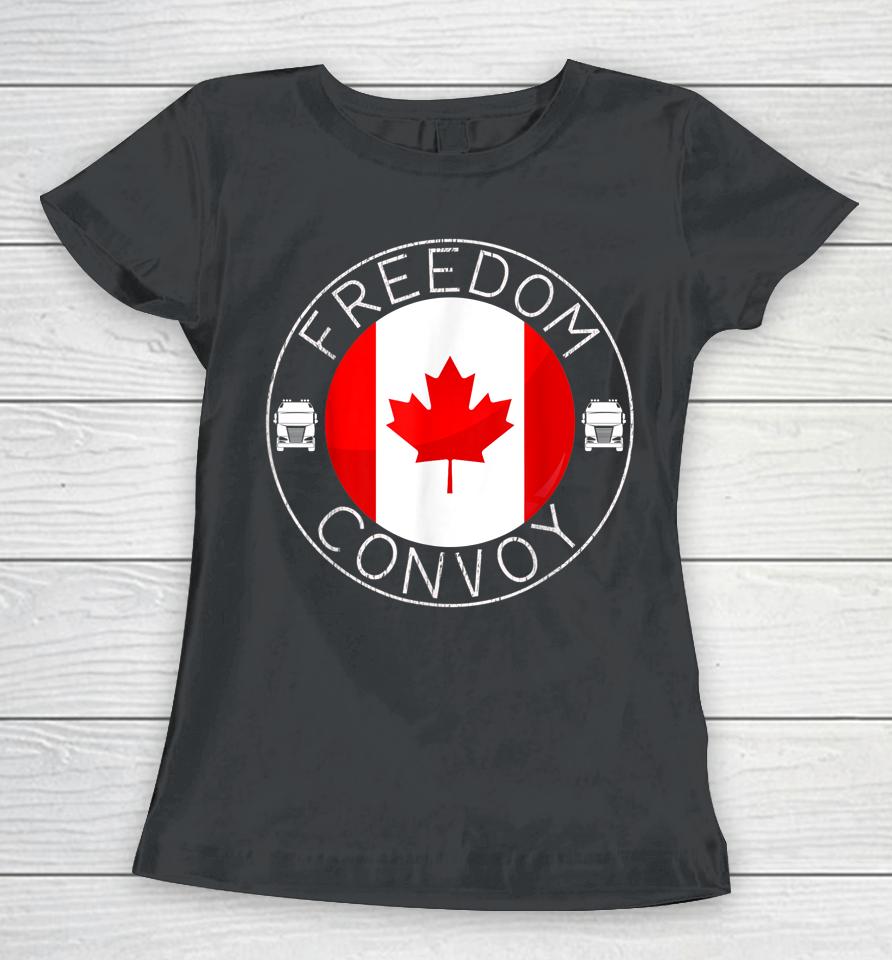 Canada Flag Freedom Convoy 2022 Canadian Trucker Maple Leaf Women T-Shirt