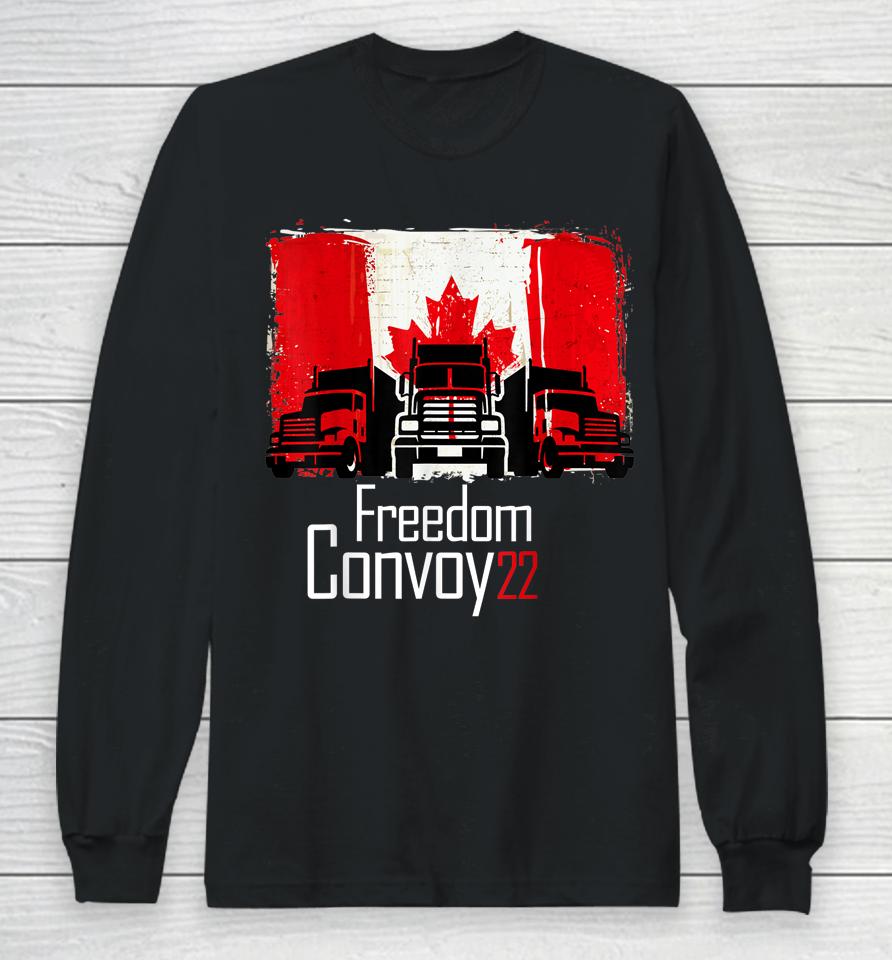 Canada Freedom Convoy 2022 Canadian Truckers Support Flag Long Sleeve T-Shirt