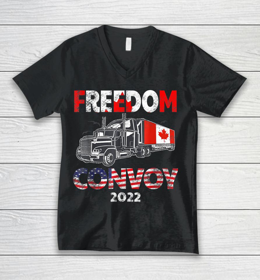 Canada Freedom Convoy 2022 Canadian Truckers Support Gift Unisex V-Neck T-Shirt