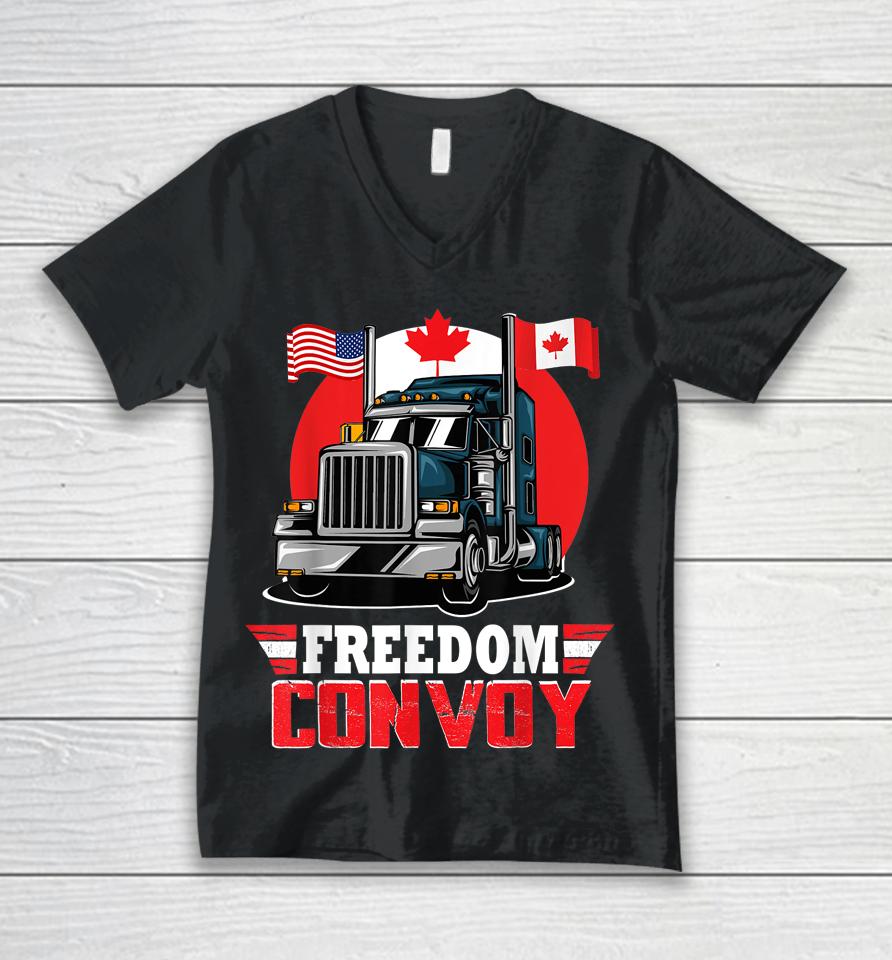 Canada Freedom Convoy 2022 Canadian Truckers Support Unisex V-Neck T-Shirt