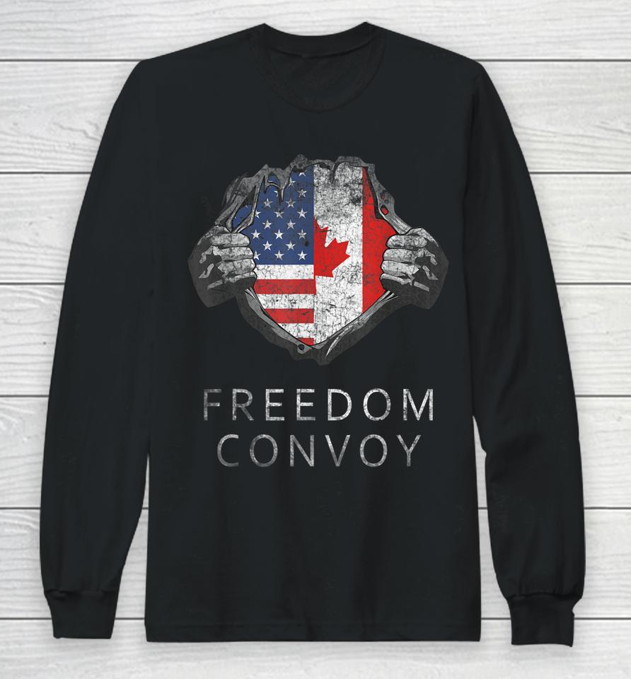 Canada Freedom Convoy 2022 Canadian Truckers Support Long Sleeve T-Shirt