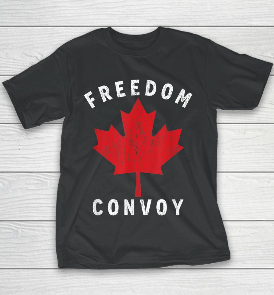Canada Freedom Convoy 2022 Canadian Truckers Support Vintage Youth T-Shirt