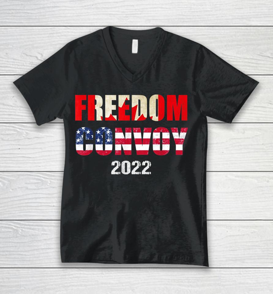 Canada Freedom Convoy 2022 Support Canadian Truckers Unisex V-Neck T-Shirt