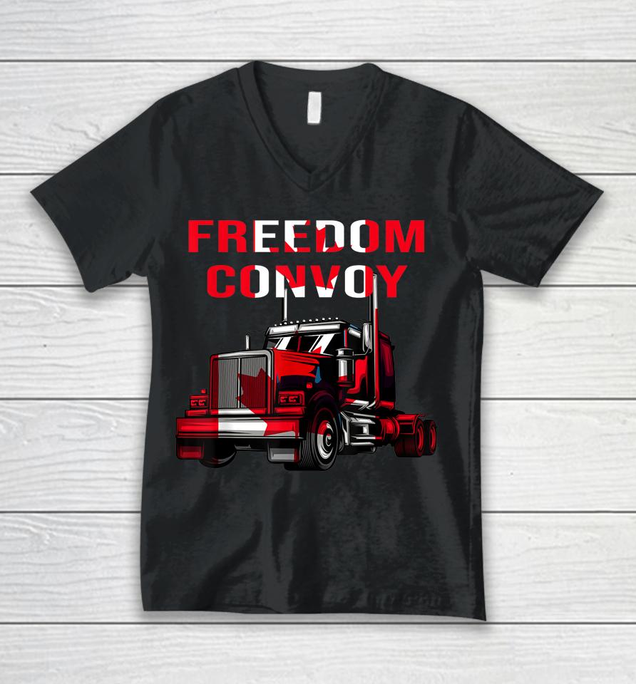 Canada Truck Freedom Convoy Canadian Trucker Rule Ottawa Unisex V-Neck T-Shirt