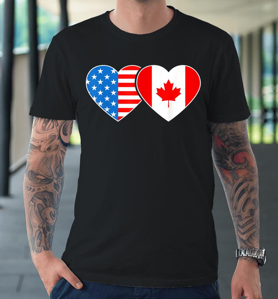 Canada Usa Flag Shirt Heart Canadian Americans Love Premium T-Shirt