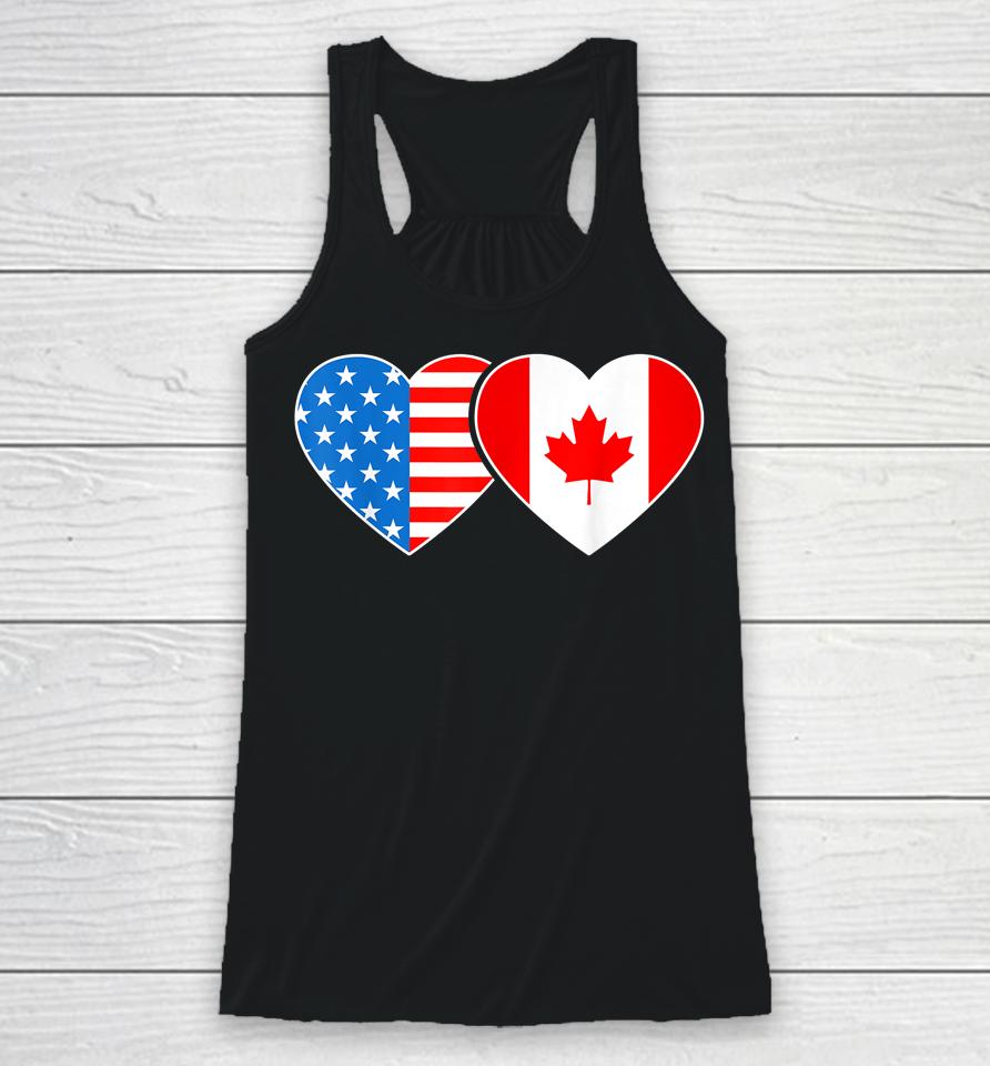 Canada Usa Flag Shirt Heart Canadian Americans Love Racerback Tank