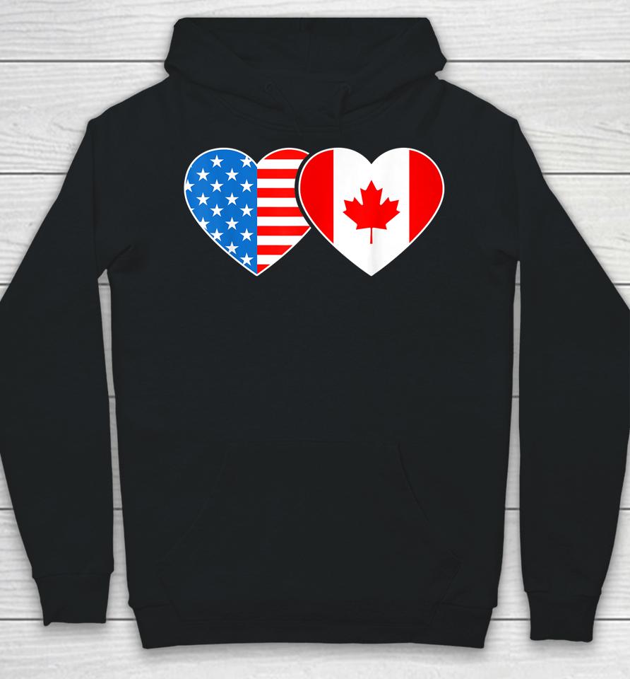 Canada Usa Flag Shirt Heart Canadian Americans Love Hoodie