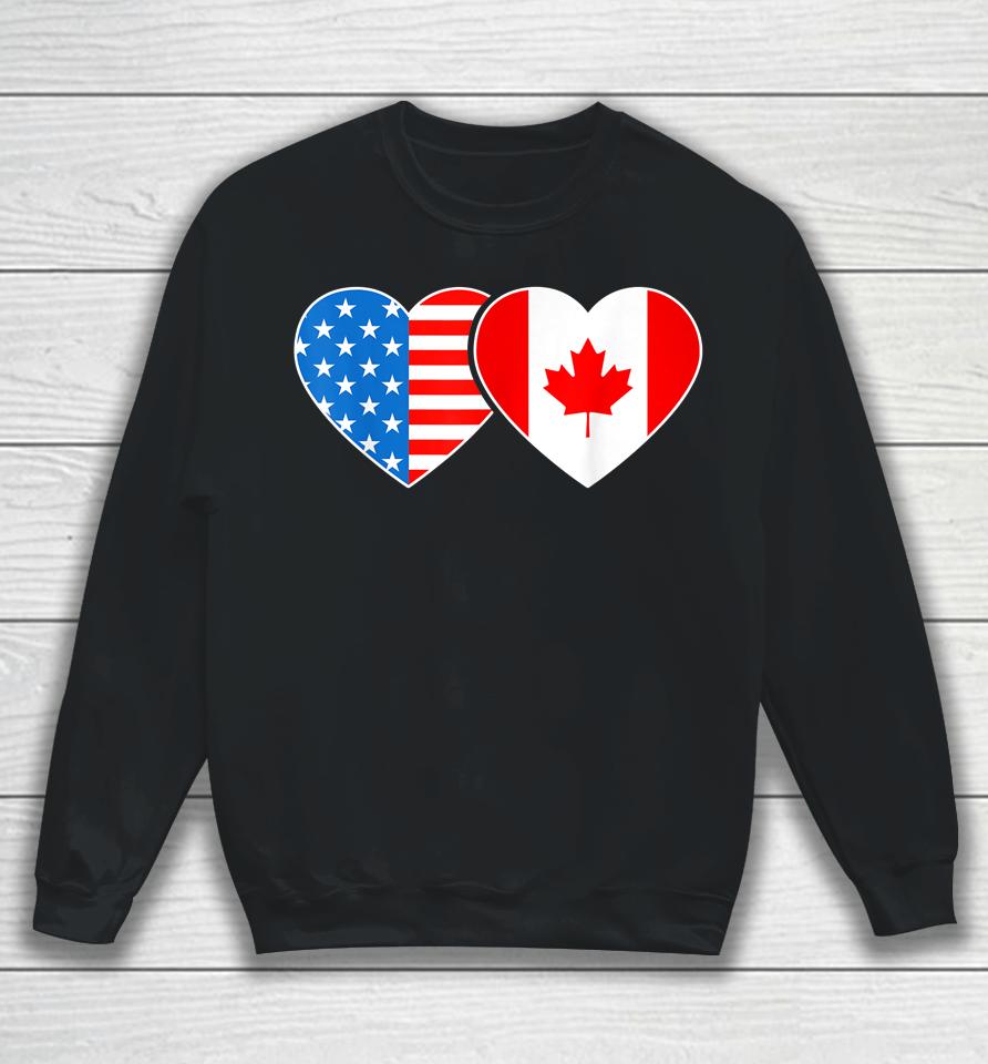 Canada Usa Flag Shirt Heart Canadian Americans Love Sweatshirt
