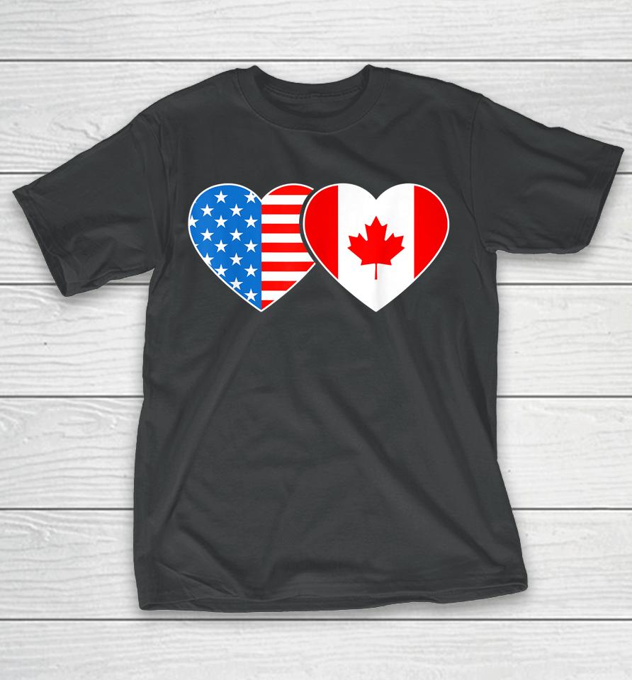 Canada Usa Flag Shirt Heart Canadian Americans Love T-Shirt