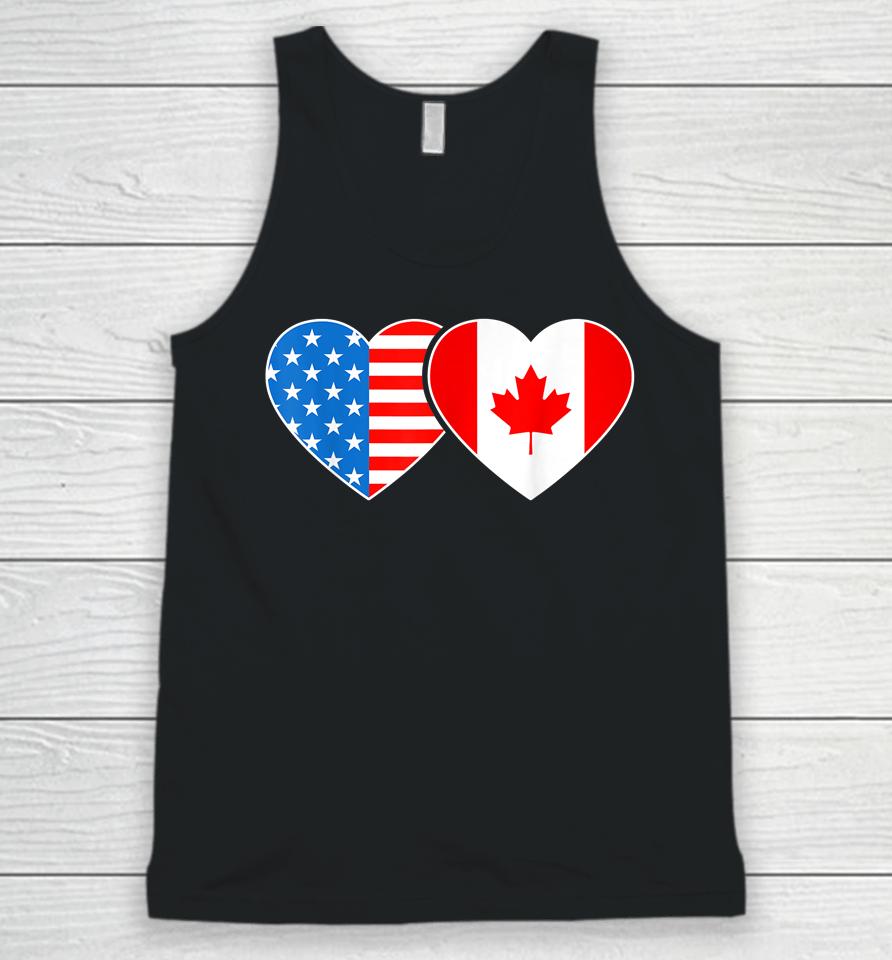 Canada Usa Flag Shirt Heart Canadian Americans Love Unisex Tank Top