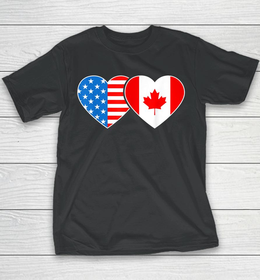 Canada Usa Flag Shirt Heart Canadian Americans Love Youth T-Shirt