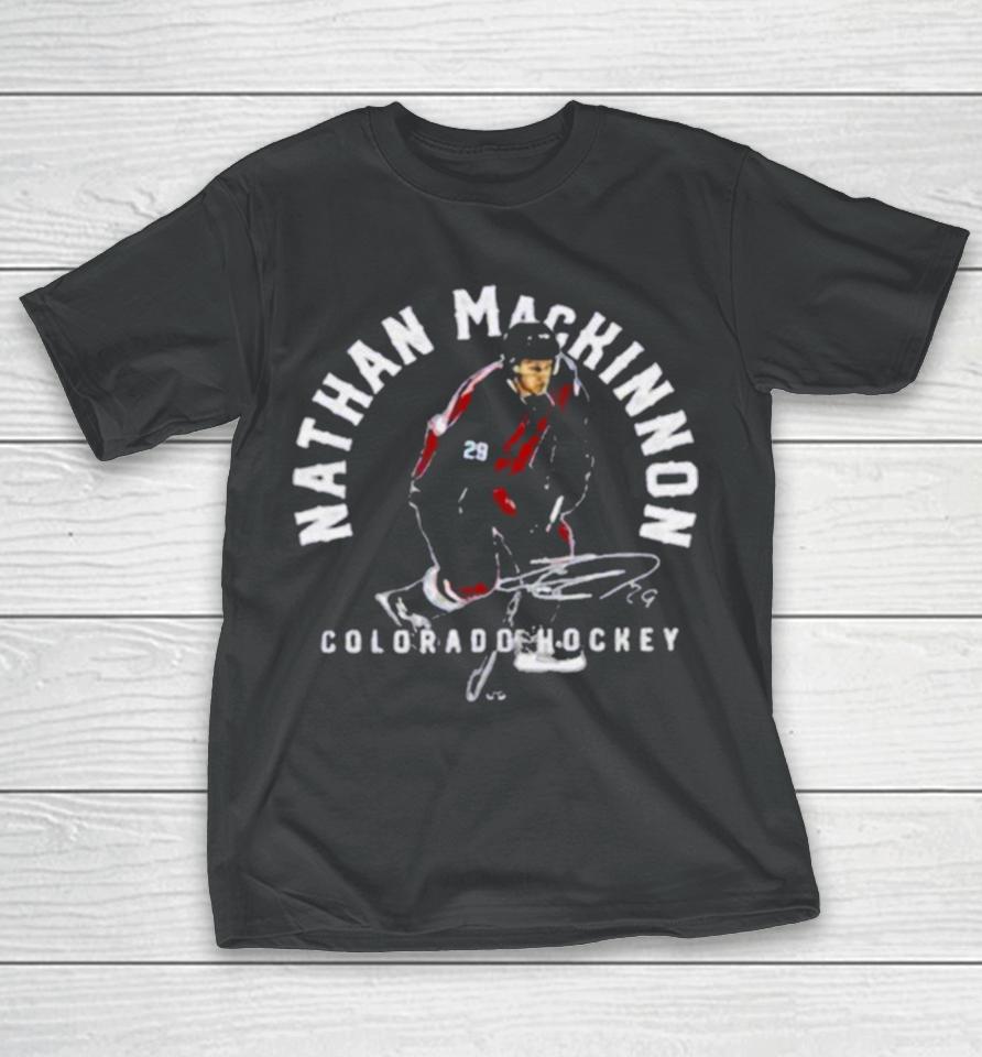 Canadian Professional Ice Hockey Colorado Avalanche Nathan Mackinnon Emblem T-Shirt