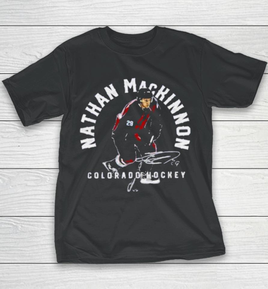 Canadian Professional Ice Hockey Colorado Avalanche Nathan Mackinnon Emblem Youth T-Shirt