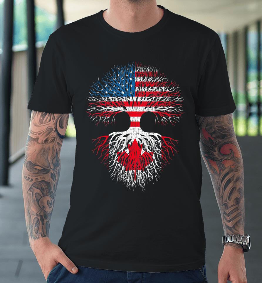 Canadian Roots American Grown Canada Flag Premium T-Shirt