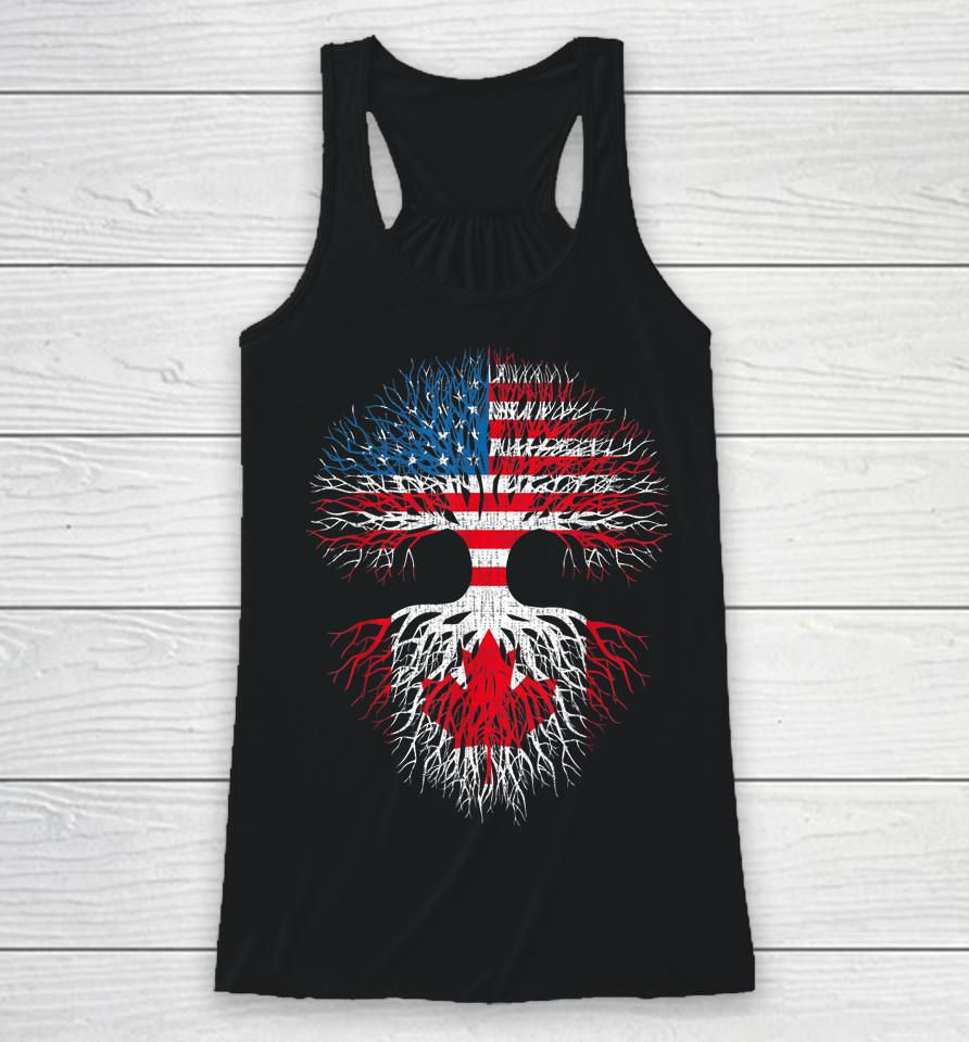 Canadian Roots American Grown Canada Flag Racerback Tank