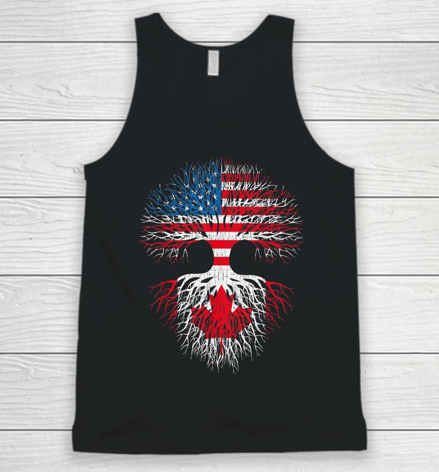 Canadian Roots American Grown Canada Flag Unisex Tank Top