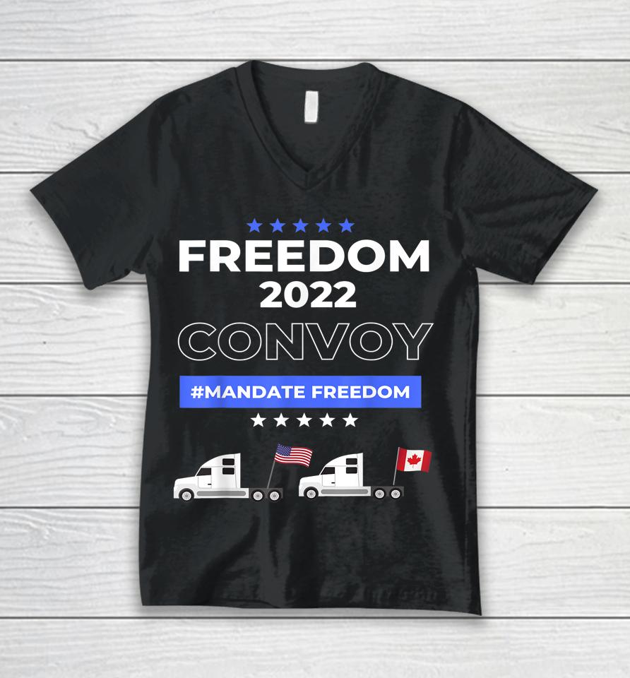 Canadian Truckers Freedom Over Fear No Mandates Convoy 2022 Unisex V-Neck T-Shirt