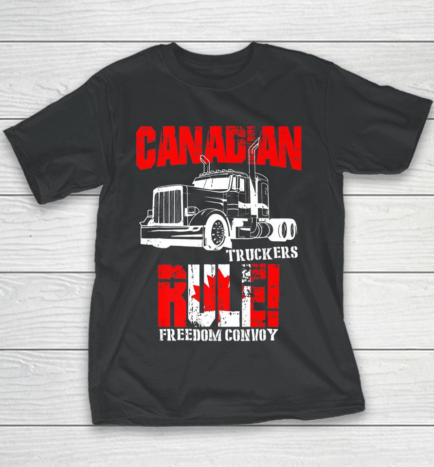 Canadian Truckers Rule Freedom Convoy 2022 Supporter Youth T-Shirt