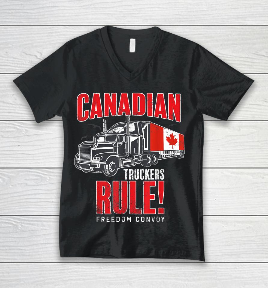 Canadian Truckers Rule  Freedom Convoy Unisex V-Neck T-Shirt