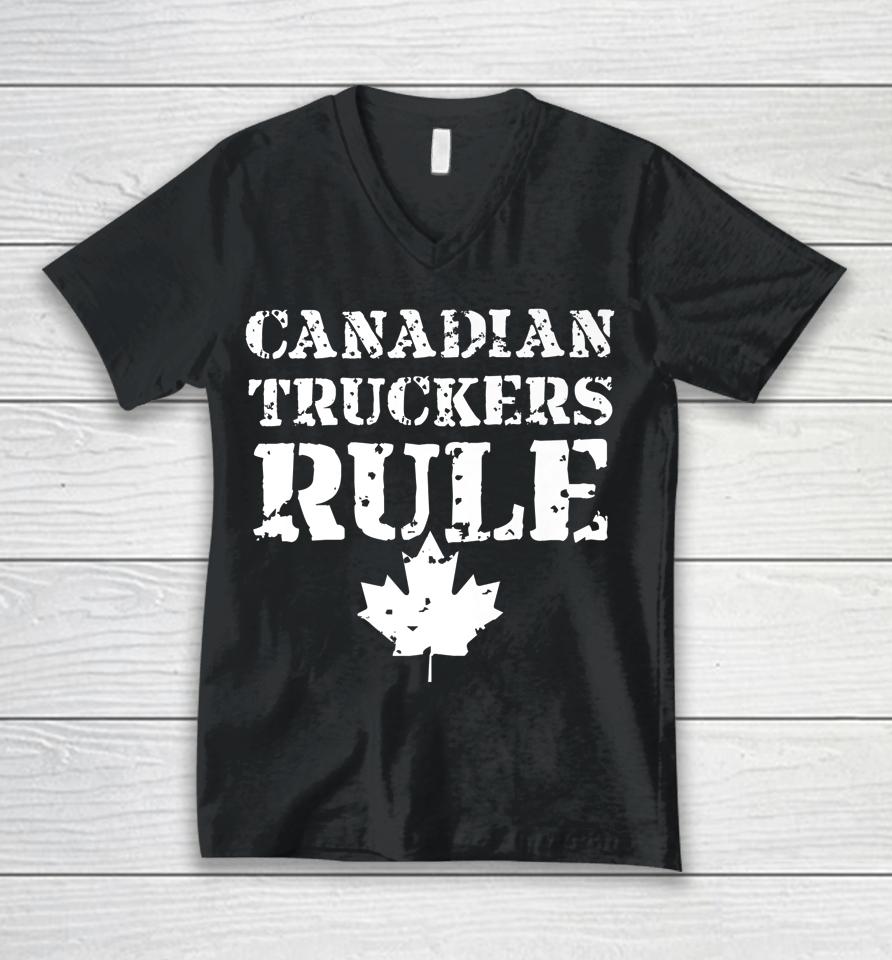 Canadian Truckers Rule Unisex V-Neck T-Shirt