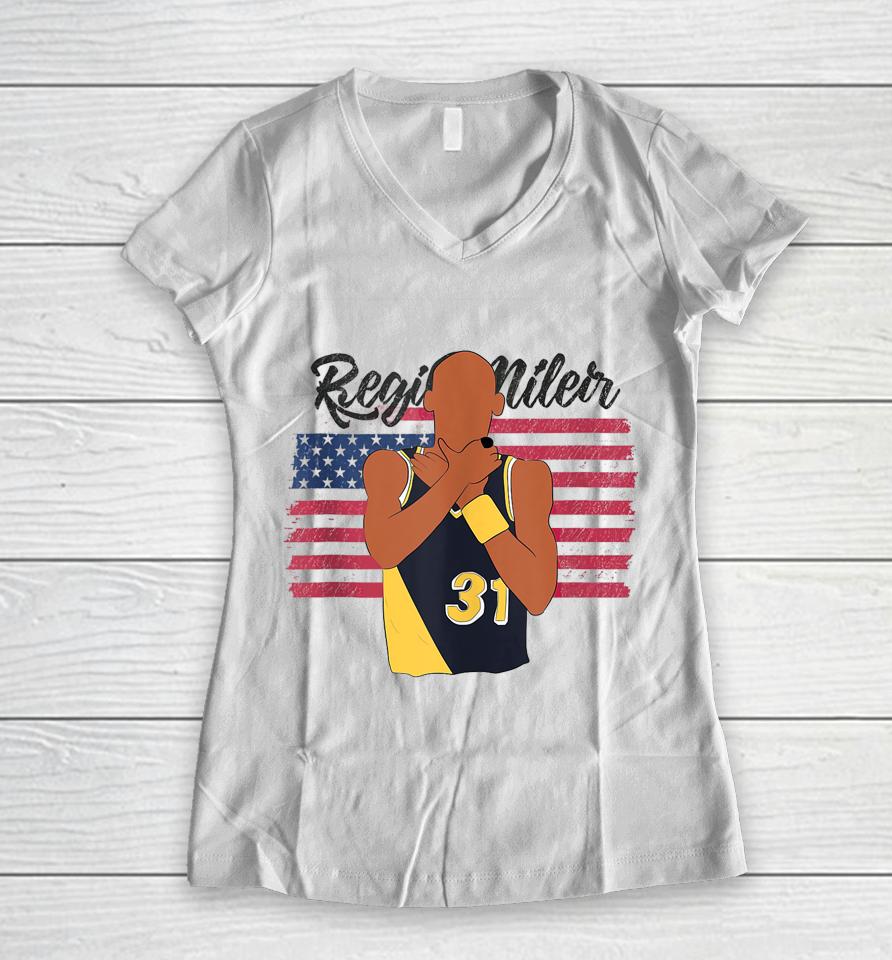 Candace Parker Reggie Miller Choke American Flag Women V-Neck T-Shirt