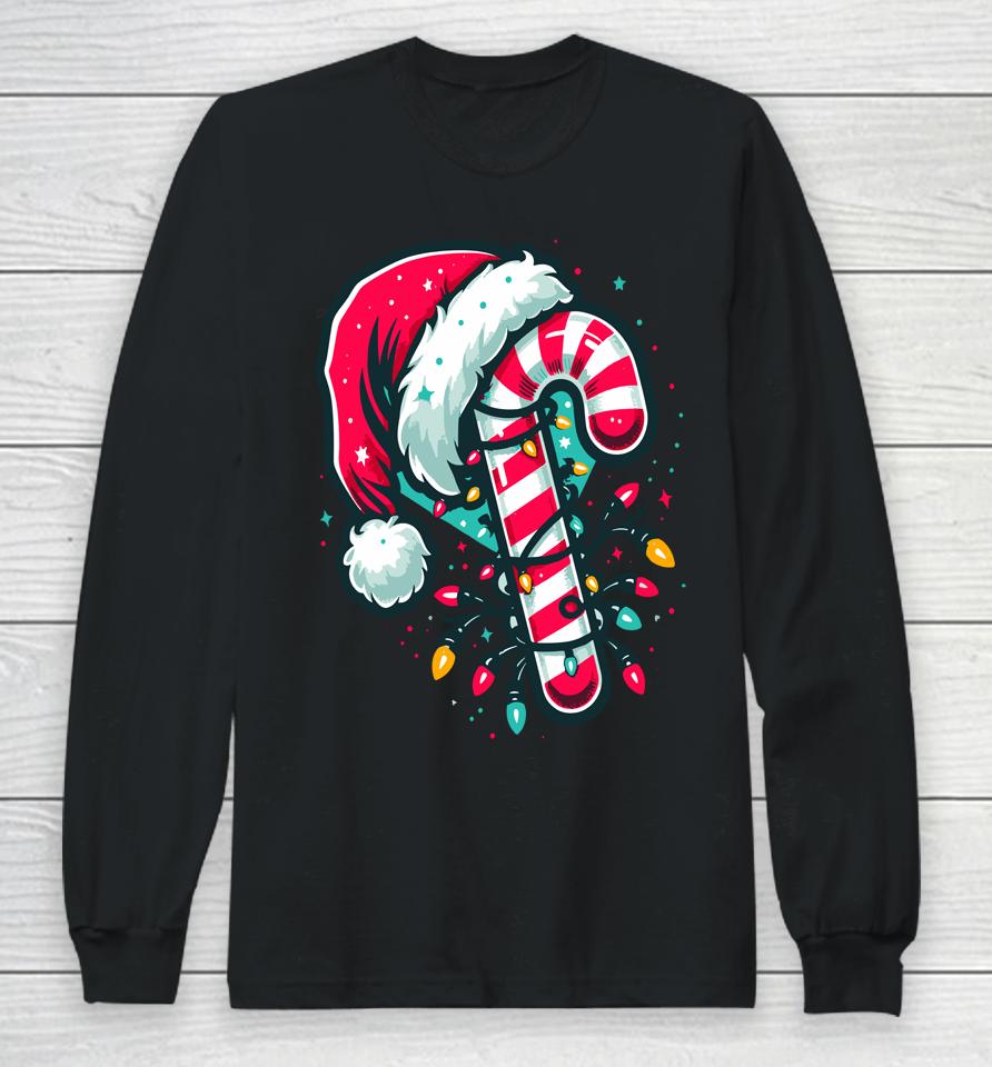Candy Cane Crew Christmas Lights Family Matching Xmas Long Sleeve T-Shirt
