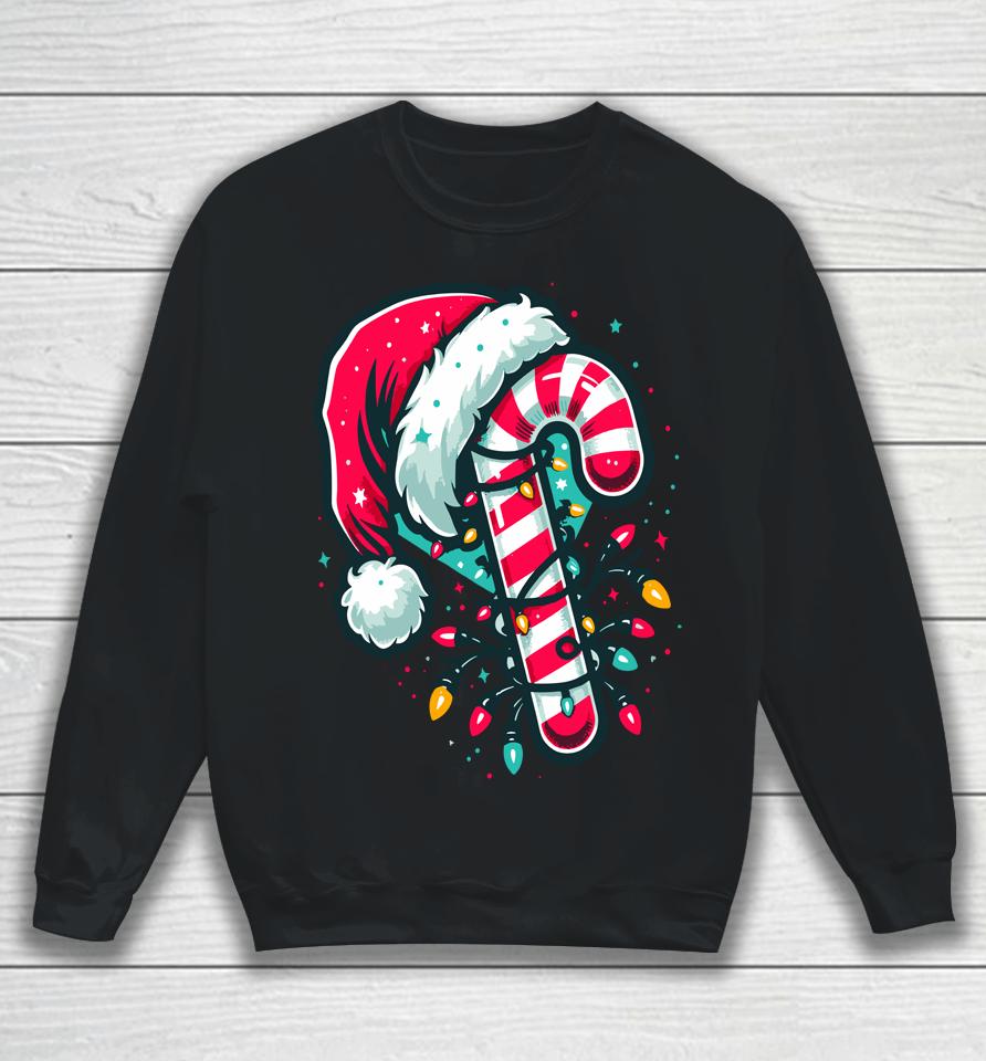 Candy Cane Crew Christmas Lights Family Matching Xmas Sweatshirt