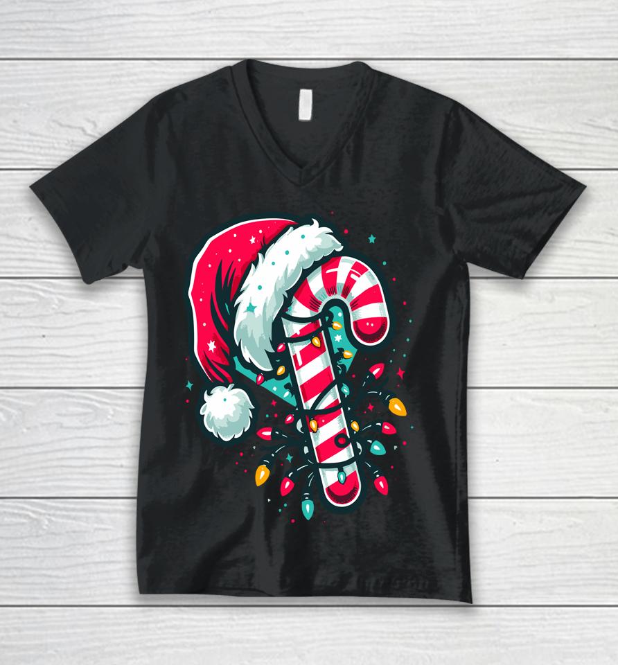 Candy Cane Crew Christmas Lights Family Matching Xmas Unisex V-Neck T-Shirt
