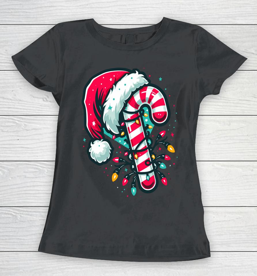 Candy Cane Crew Christmas Lights Family Matching Xmas Women T-Shirt
