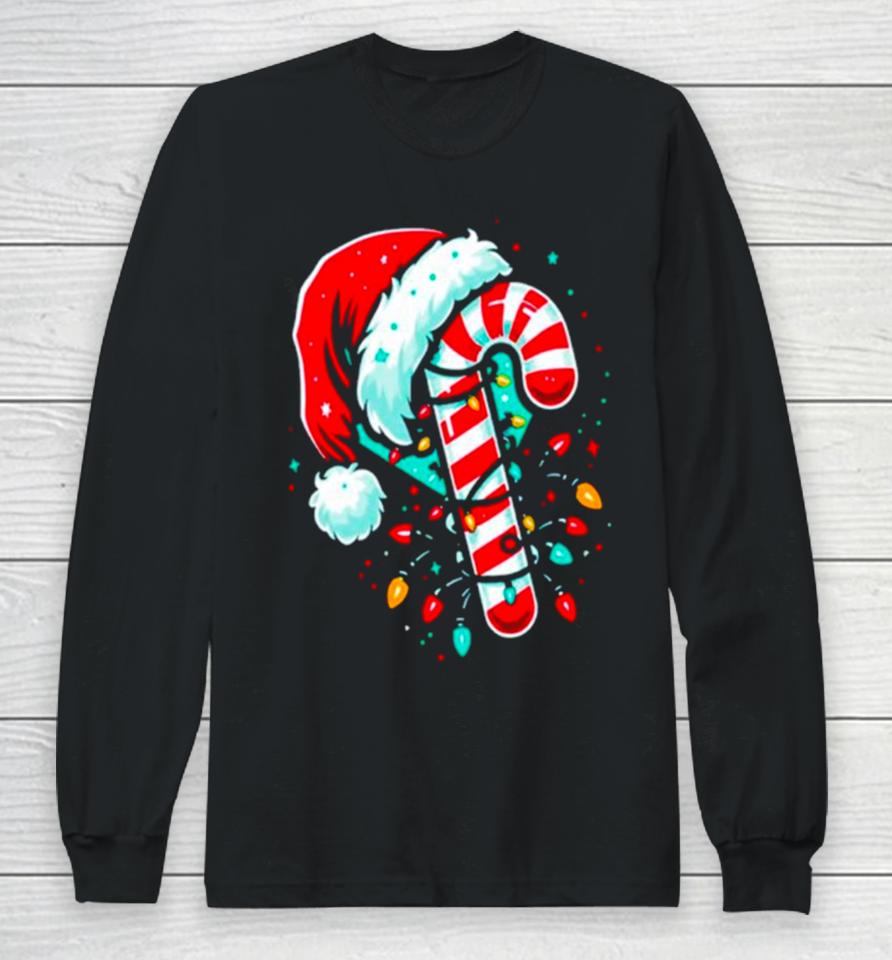 Candy Cane Crew Christmas Lights Long Sleeve T-Shirt