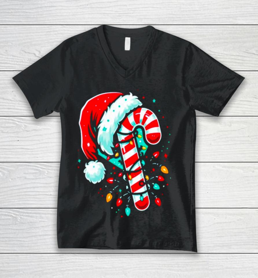 Candy Cane Crew Christmas Lights Unisex V-Neck T-Shirt
