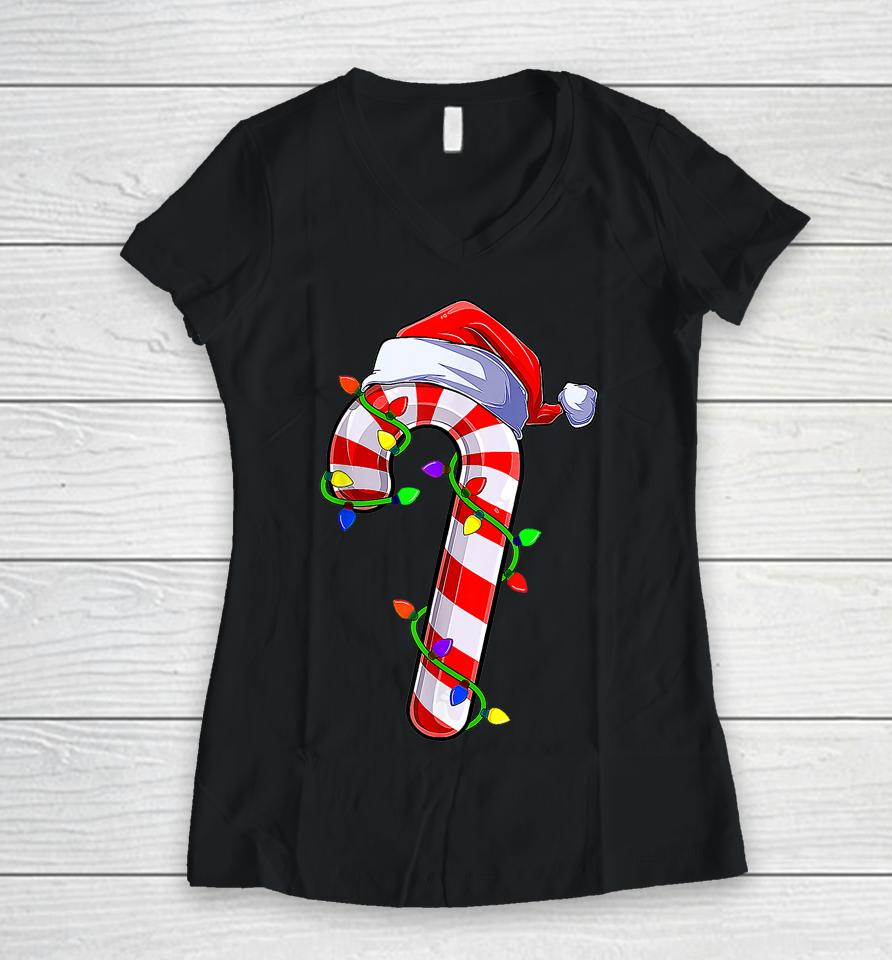 Candy Cane Crew Santa Christmas 2022 Women V-Neck T-Shirt