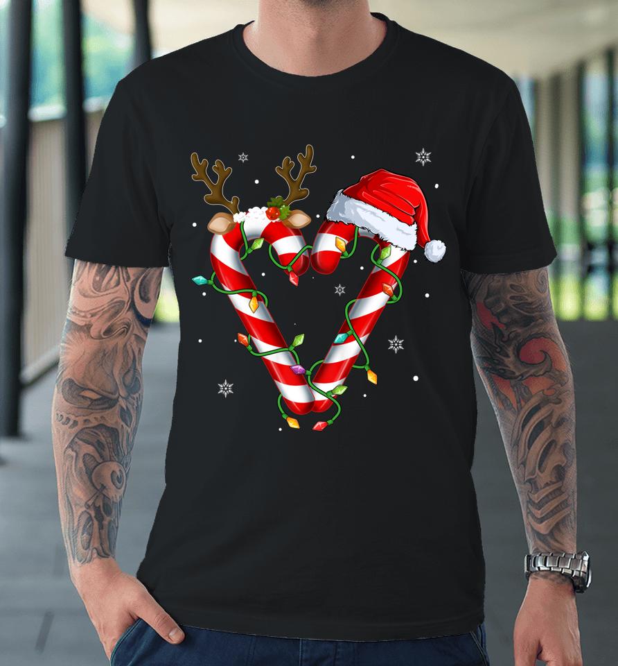 Candy Cane Crew Santa Christmas Lights Xmas Premium T-Shirt