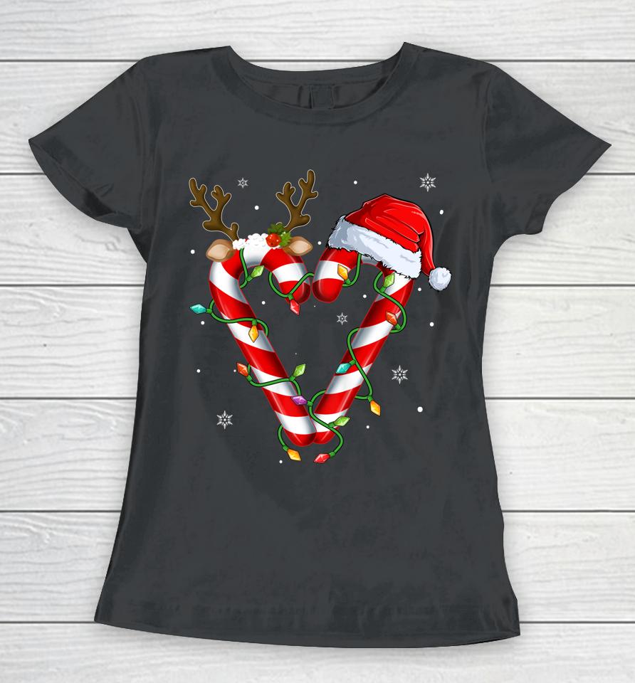 Candy Cane Crew Santa Christmas Lights Xmas Women T-Shirt